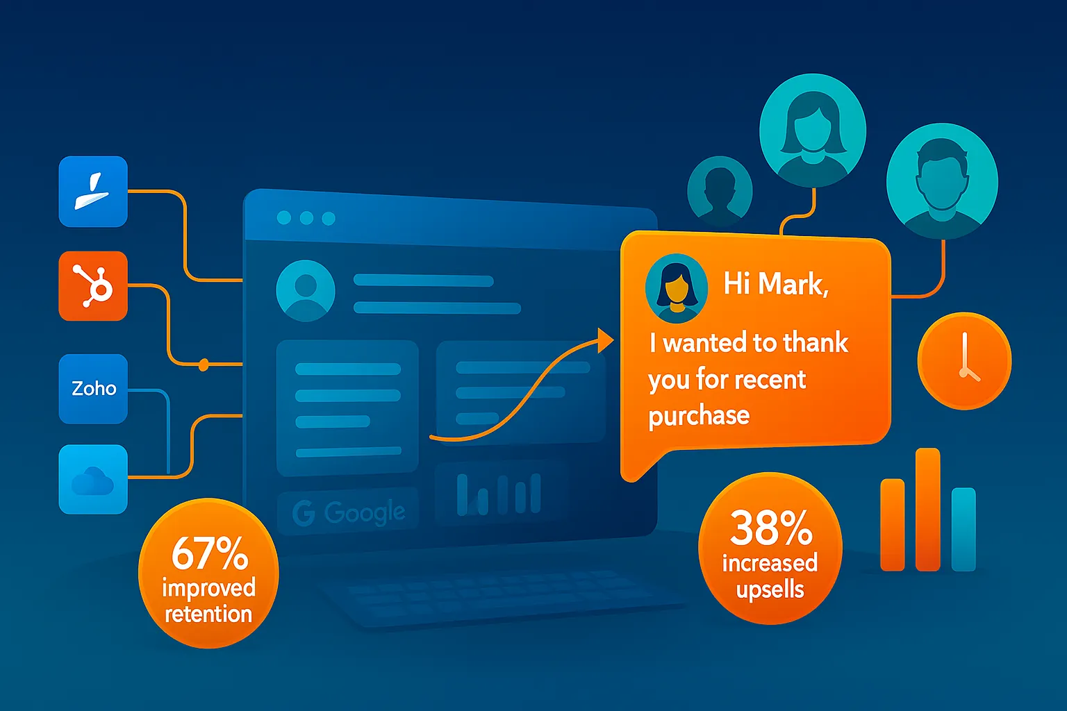 AI analyzing CRM data and generating personalized follow-up messages